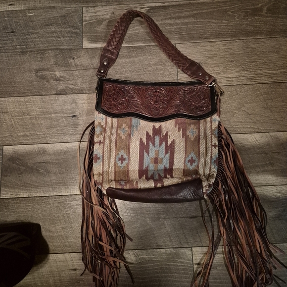 Bohemian Fringe Shoulder Bag - Brown and Tan